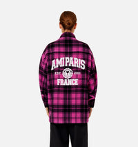 Surchemise Ami Paris à carreaux imprimée en laine - Fuchsia