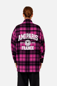 Surchemise Ami Paris à carreaux imprimée en laine - Fuchsia