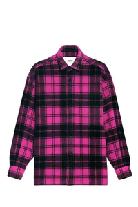 Surchemise Ami Paris à carreaux imprimée en laine - Fuchsia