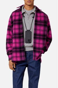 Surchemise Ami Paris à carreaux imprimée en laine - Fuchsia