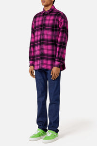 Surchemise Ami Paris à carreaux imprimée en laine - Fuchsia