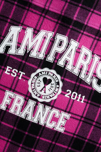 Surchemise Ami Paris à carreaux imprimée en laine - Fuchsia