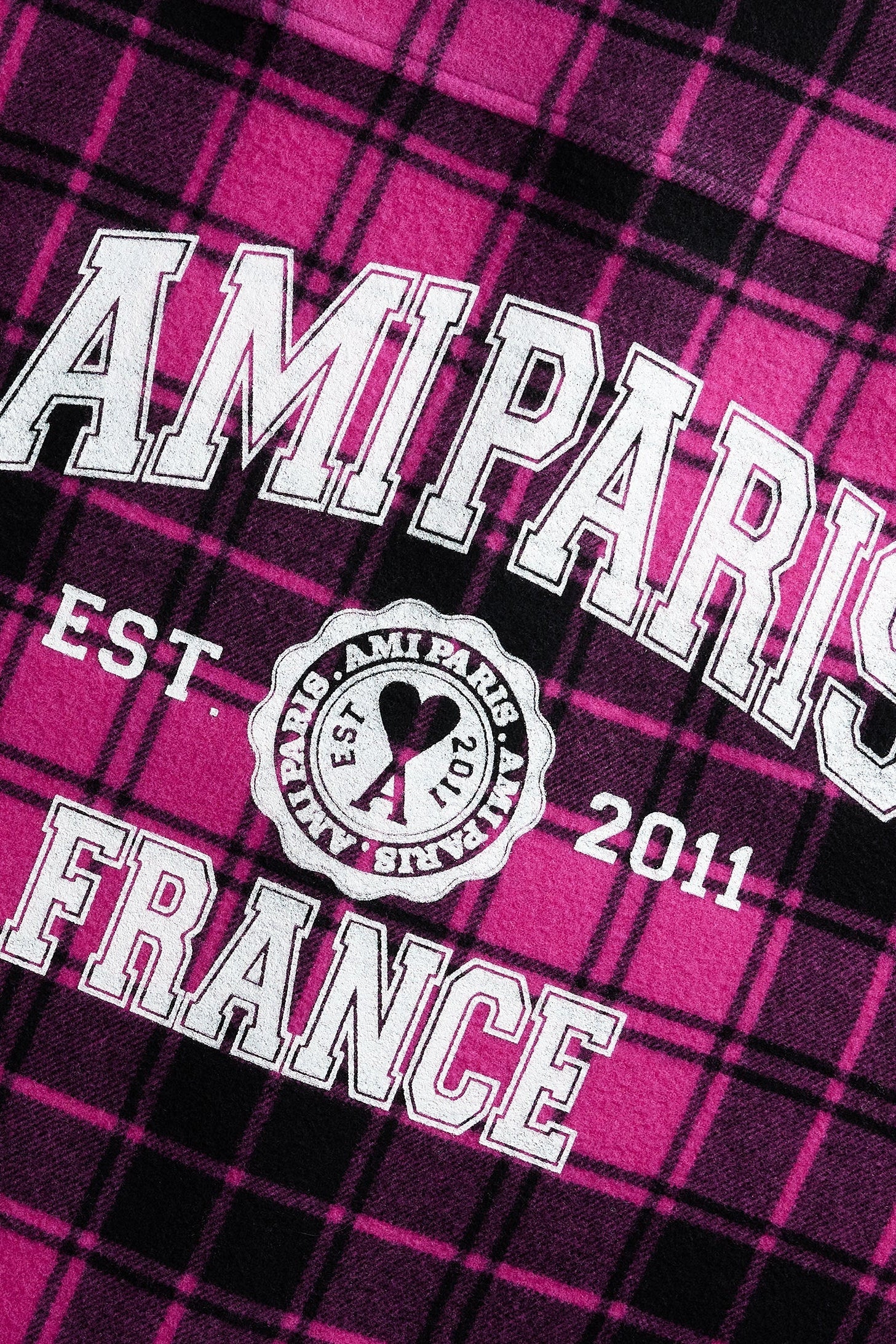 Surchemise Ami Paris à carreaux imprimée en laine - Fuchsia
