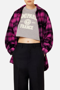 Surchemise Ami Paris à carreaux imprimée en laine - Fuchsia
