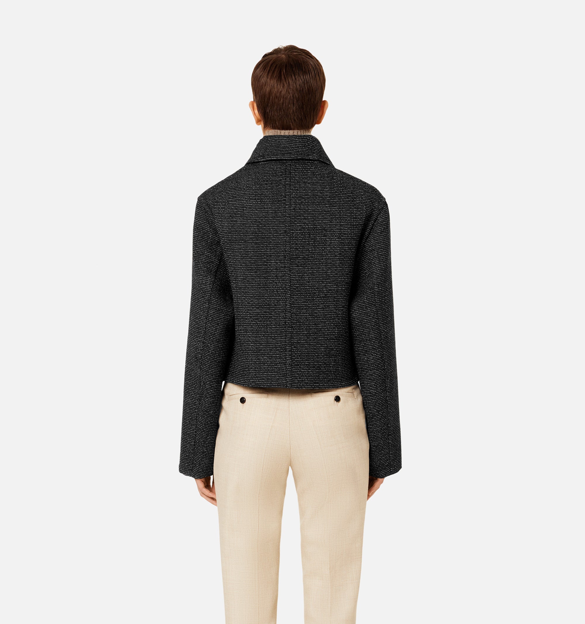 Veste courte boutonnée en laine - Black
