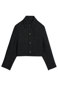 Veste courte boutonnée en laine - Black