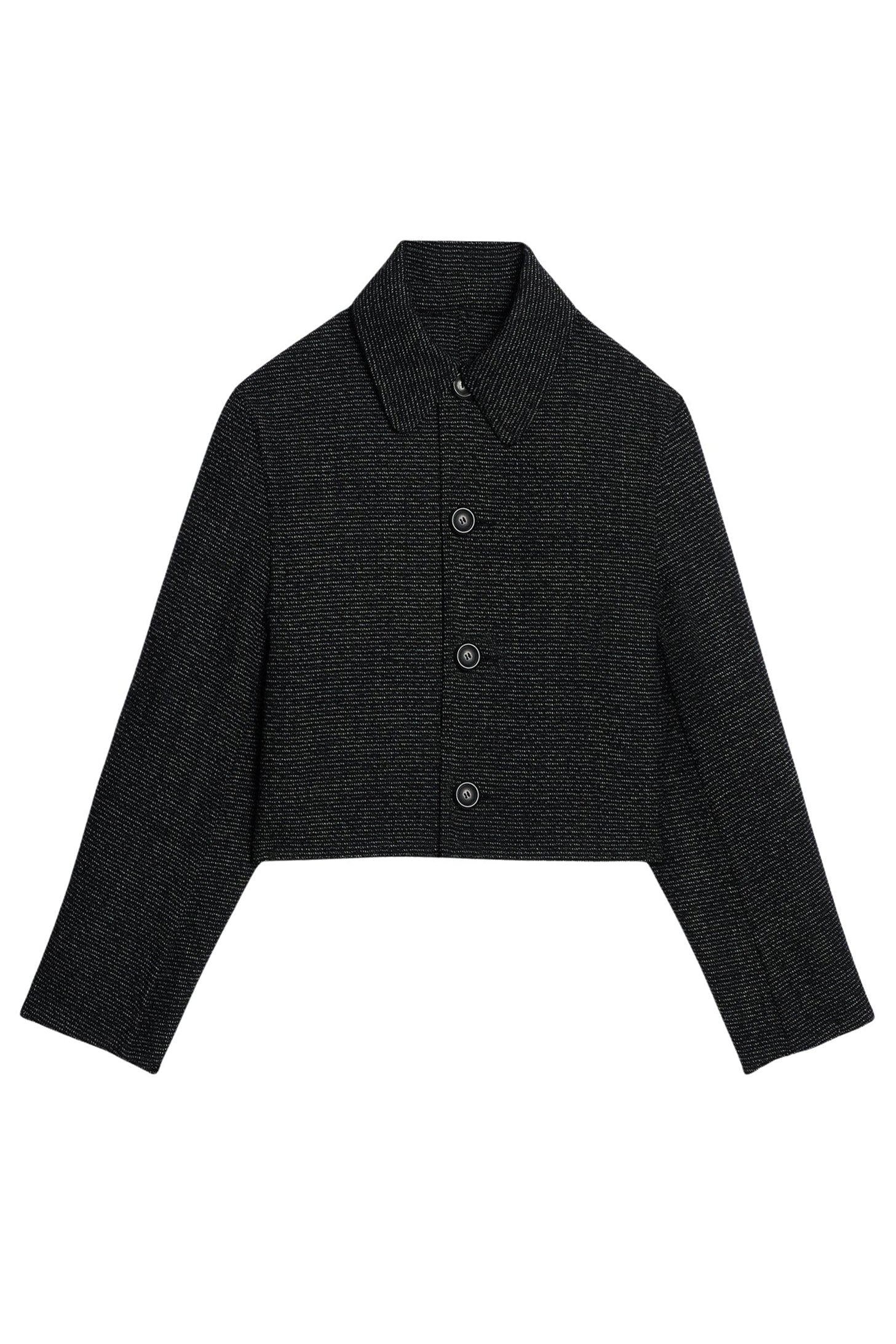 Veste courte boutonnée en laine - Black