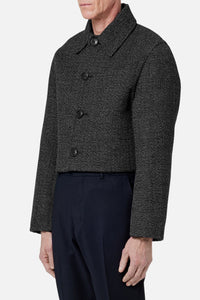 Veste courte boutonnée en laine - Black