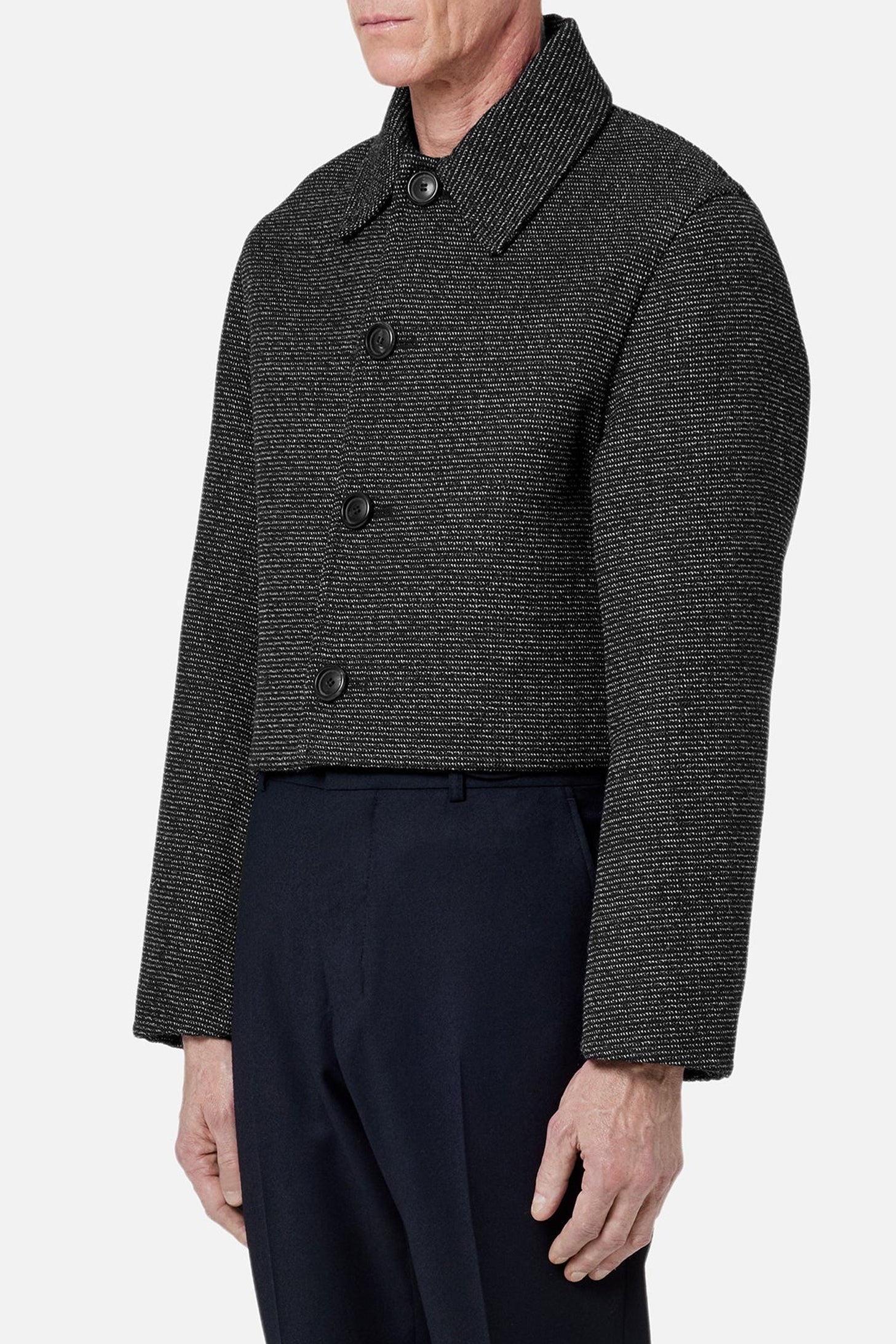 Veste courte boutonnée en laine - Black