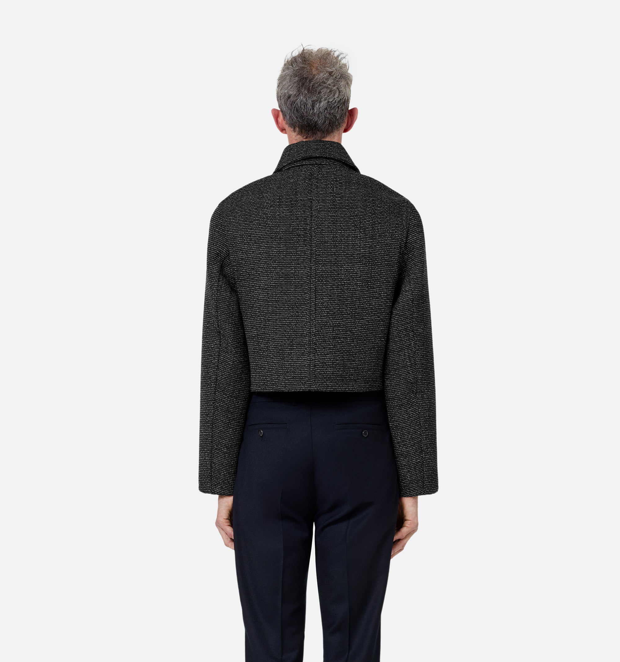 Veste courte boutonnée en laine - Black