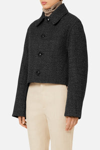 Veste courte boutonnée en laine - Black