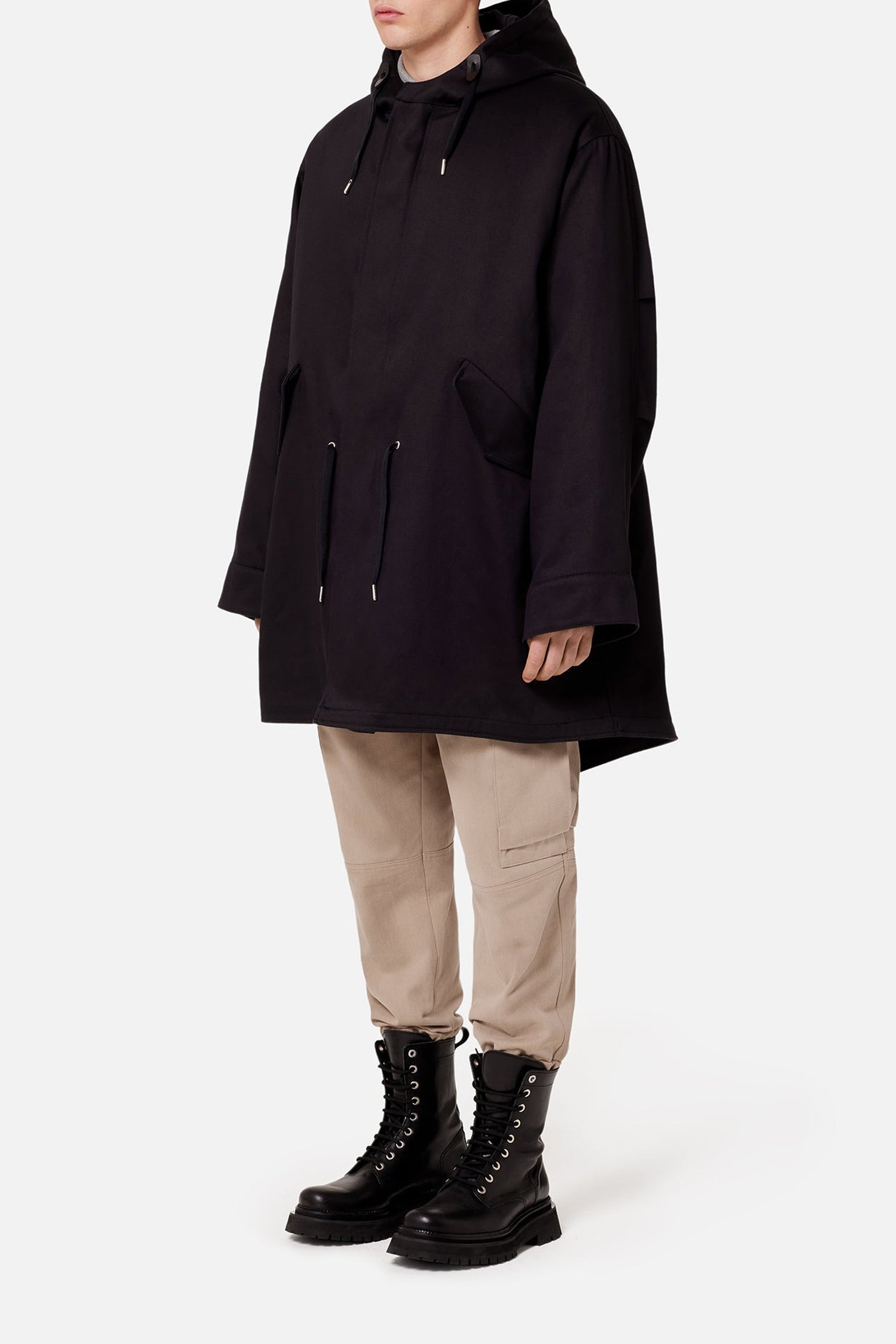 Parka à capuche avec cordon de serrage - Black