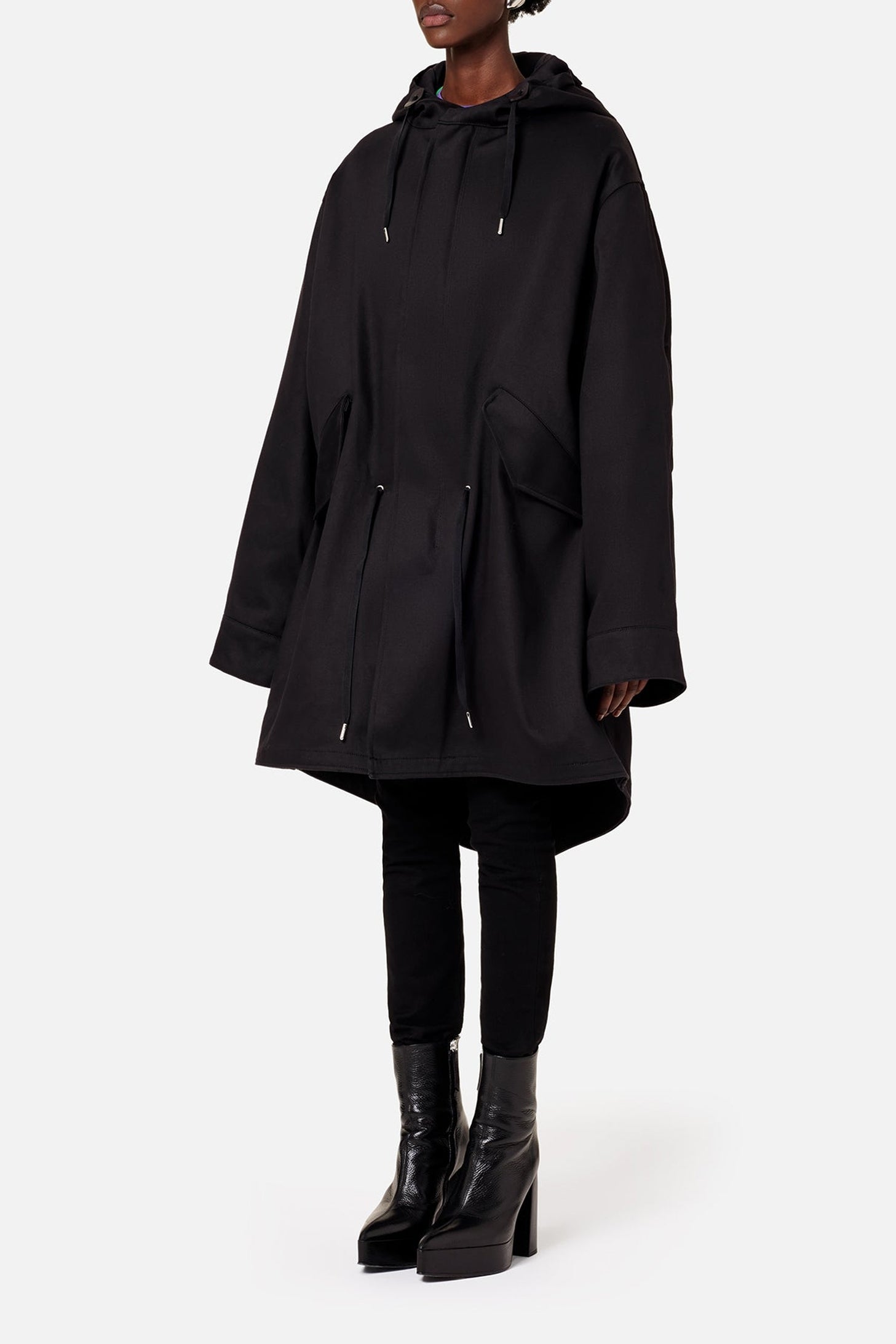 Parka à capuche avec cordon de serrage - Black
