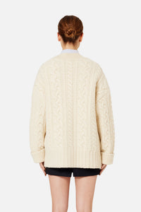 Cardigan à côtes anglaises en laine - Off White