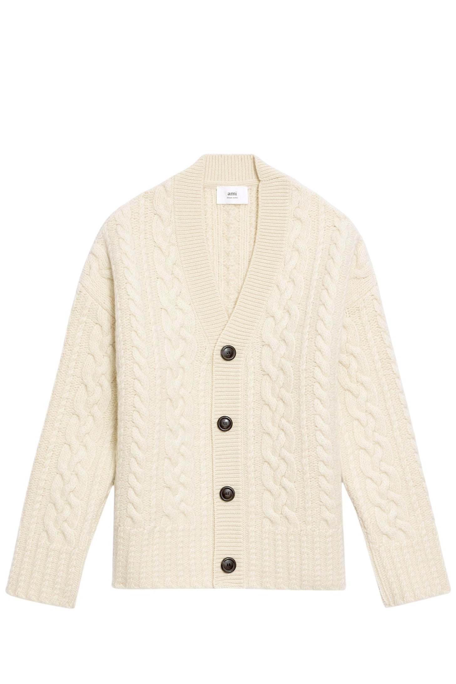 Cardigan à côtes anglaises en laine - Off White