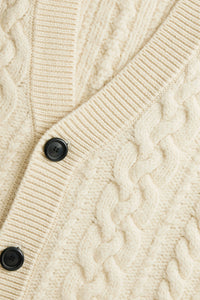 Cardigan à côtes anglaises en laine - Off White