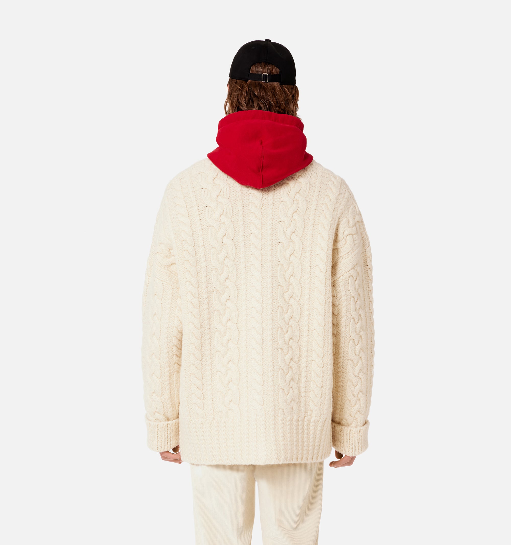Cardigan à côtes anglaises en laine - Off White
