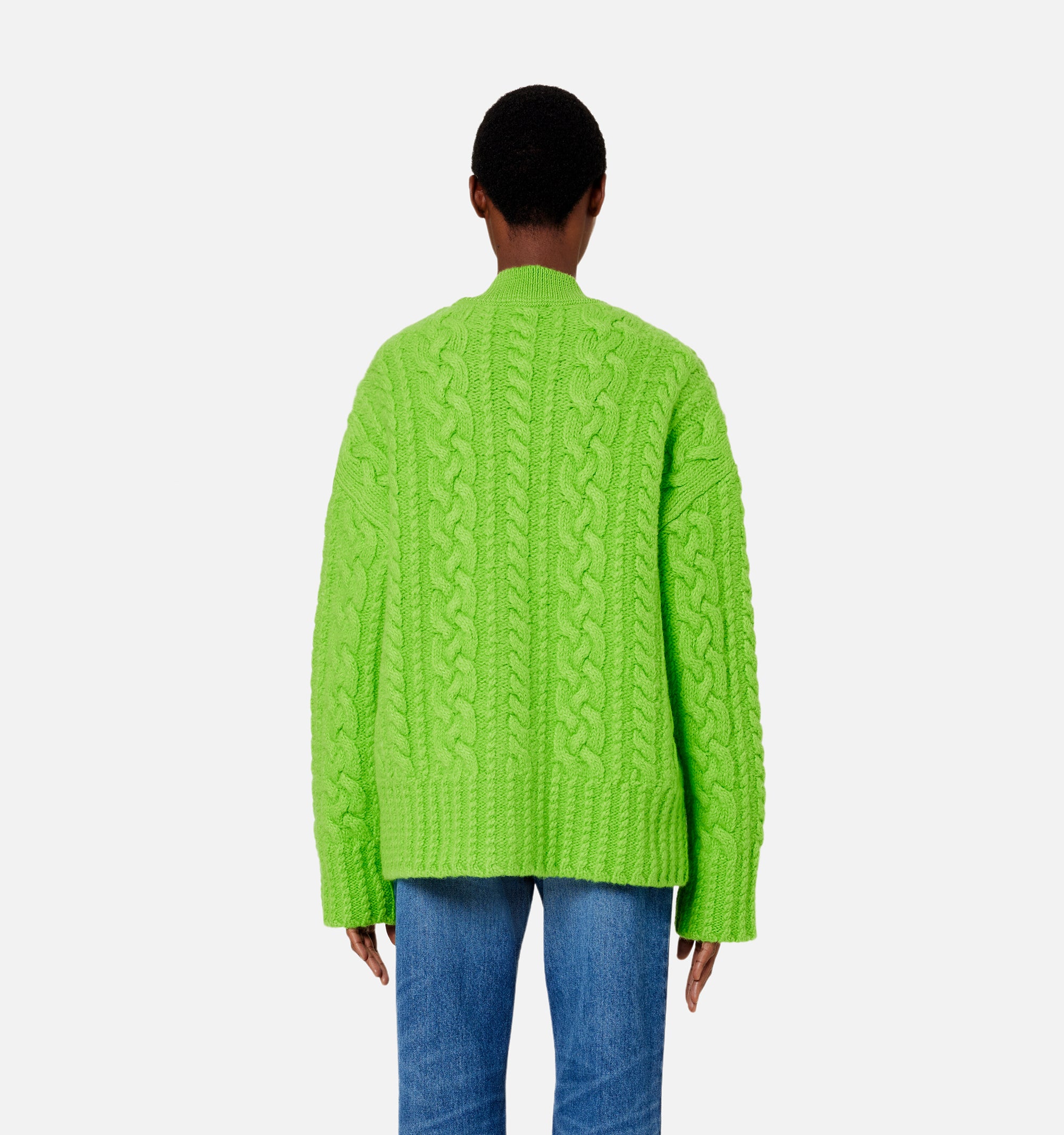 Cardigan à côtes anglaises en laine - Green