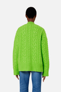 Cardigan à côtes anglaises en laine - Green