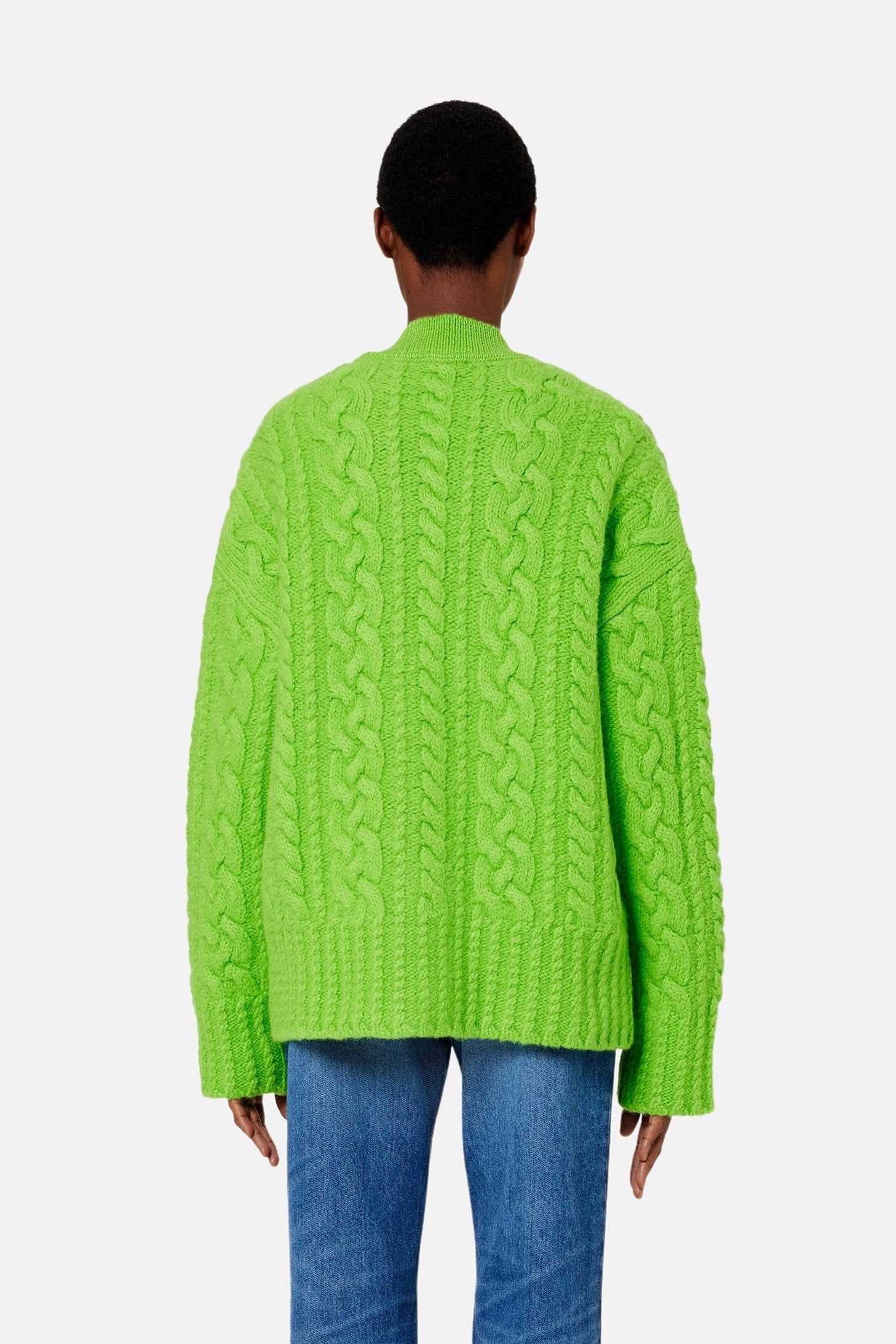 Cardigan à côtes anglaises en laine - Green