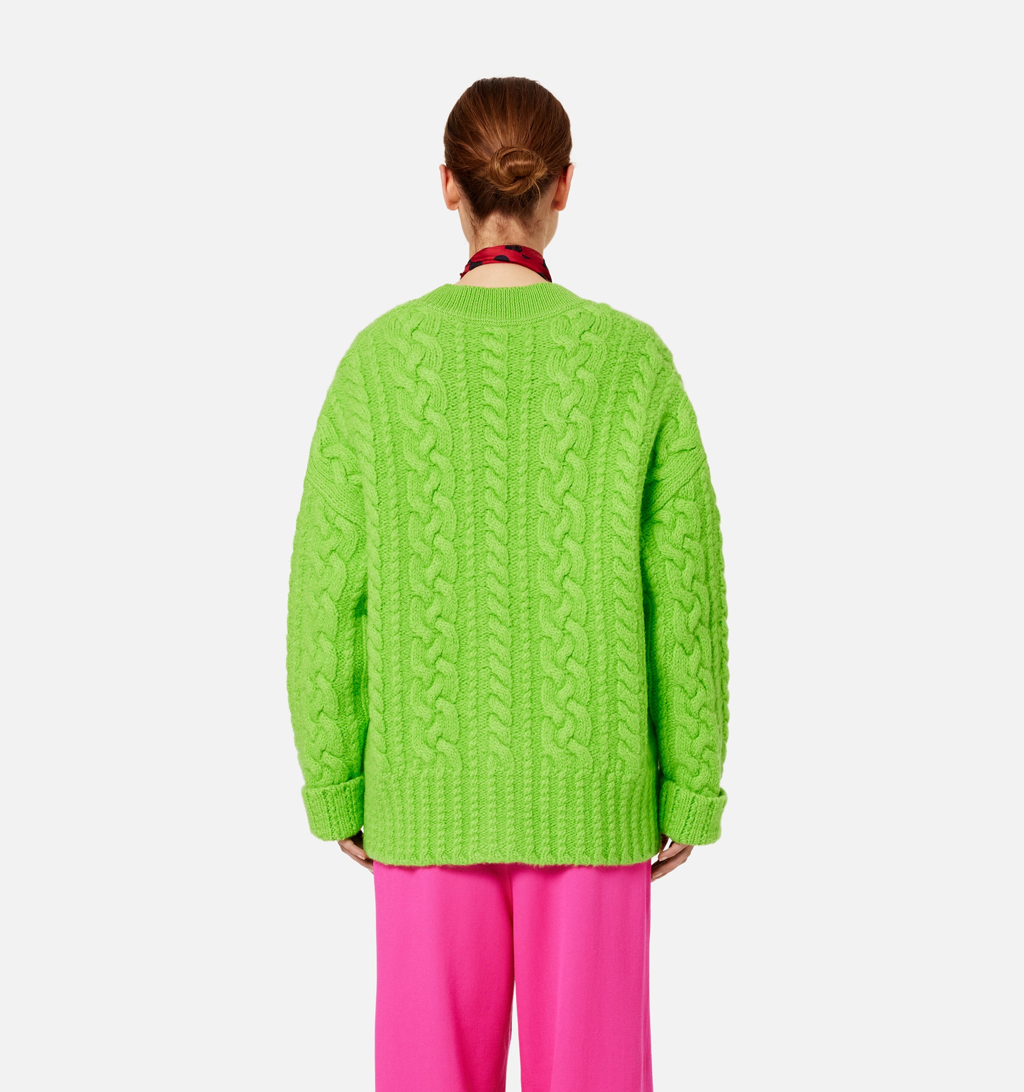 Cardigan à côtes anglaises en laine - Green