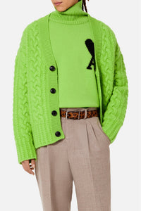 Cardigan à côtes anglaises en laine - Green