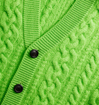 Cardigan à côtes anglaises en laine - Green