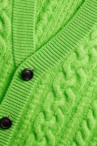 Cardigan à côtes anglaises en laine - Green