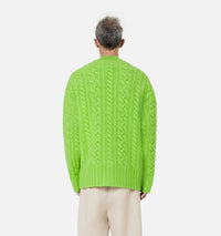 Cardigan à côtes anglaises en laine - Green