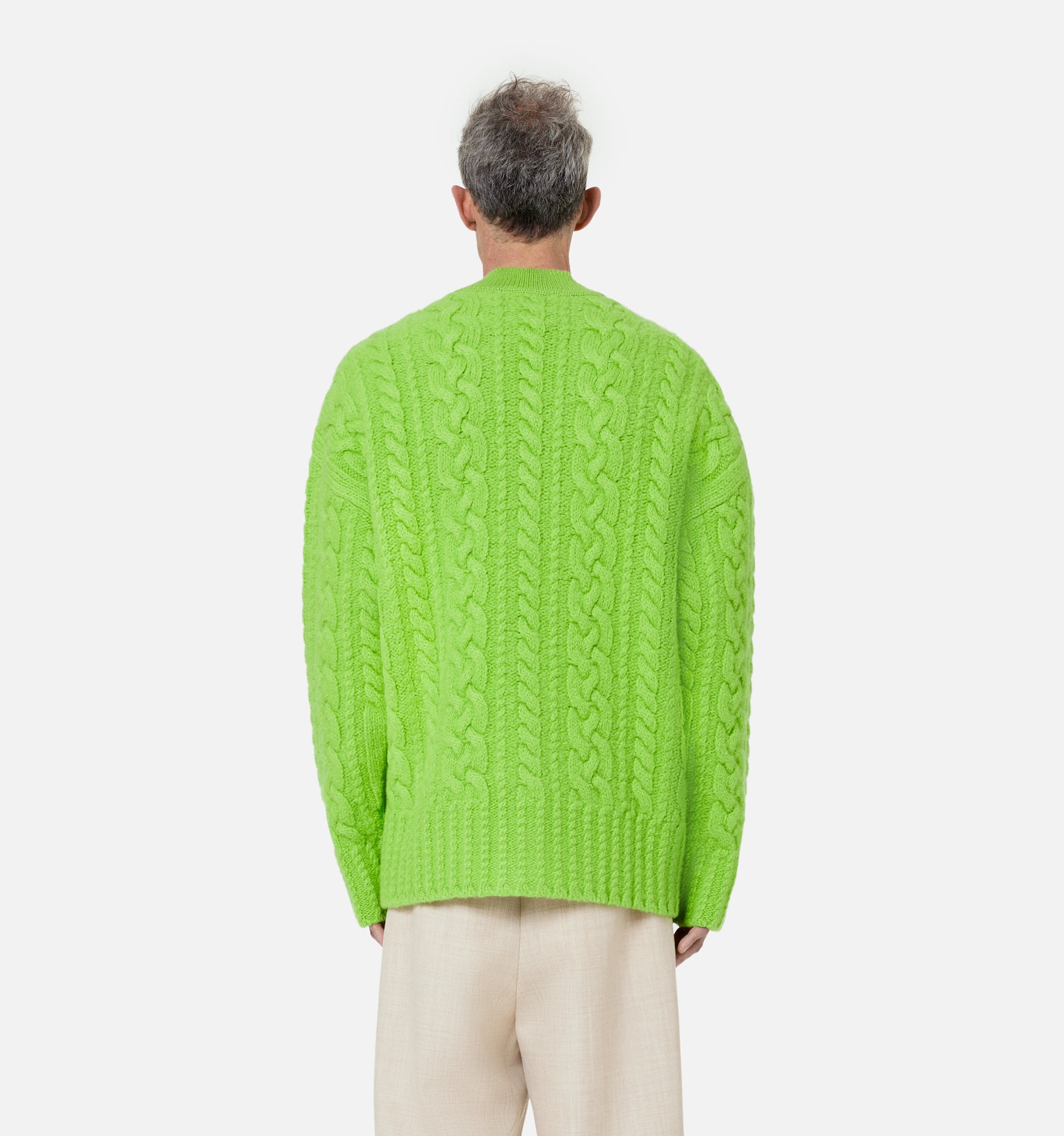Cardigan à côtes anglaises en laine - Green