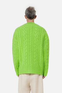 Cardigan à côtes anglaises en laine - Green