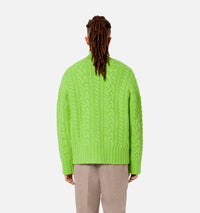 Cardigan à côtes anglaises en laine - Green