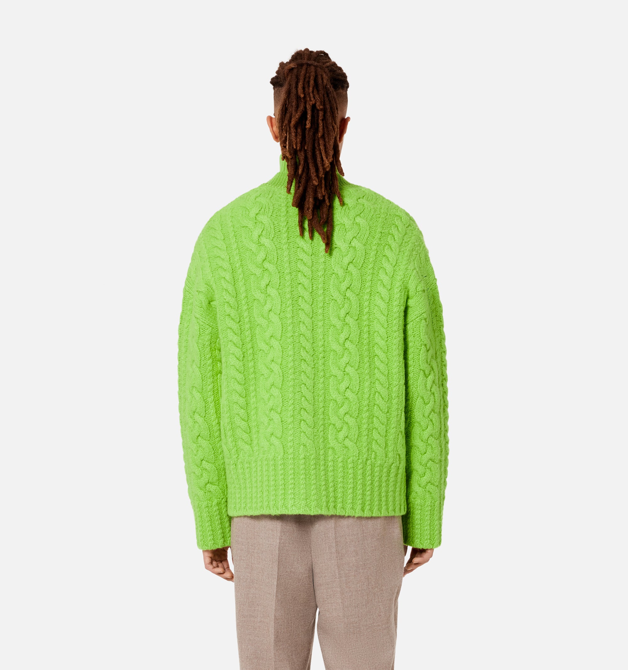 Cardigan à côtes anglaises en laine - Green