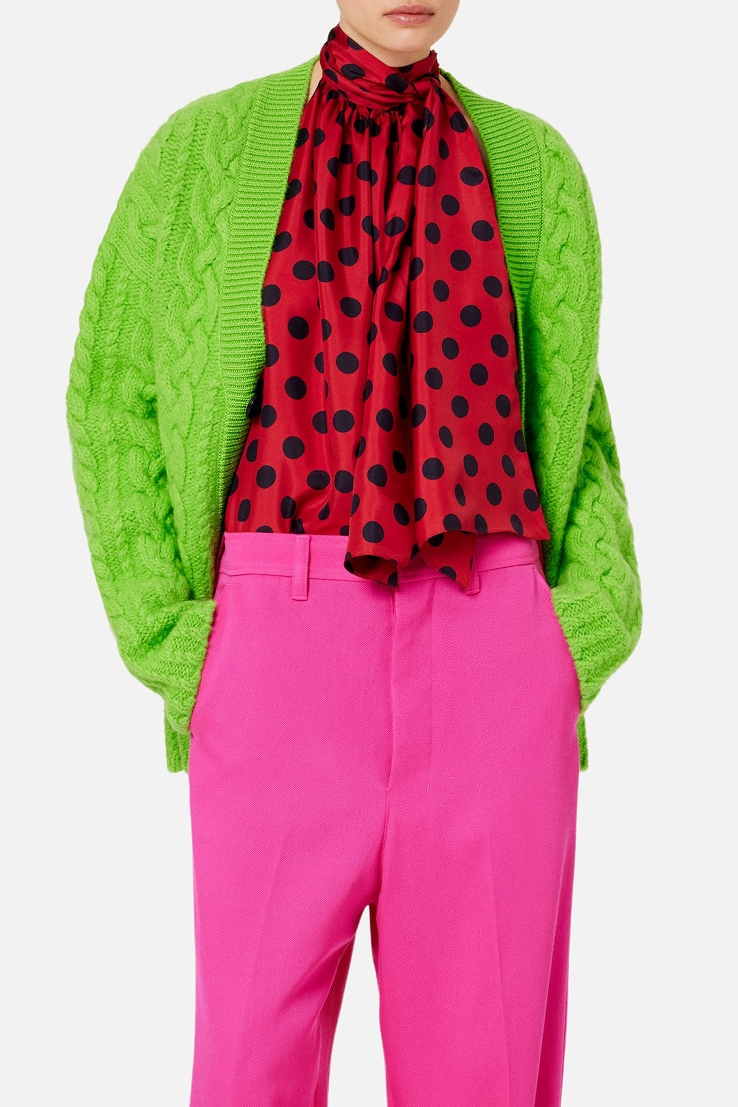 Cardigan à côtes anglaises en laine - Green