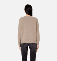 Pull Ami de Cœur à col V aiguilleté en laine - Beige