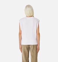 Pull Iconique ADC sans manches à col V en laine - Off White & Red