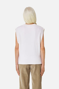 Iconic ADC Sleeveless V-Neck Wool Sweater - Off White & Red