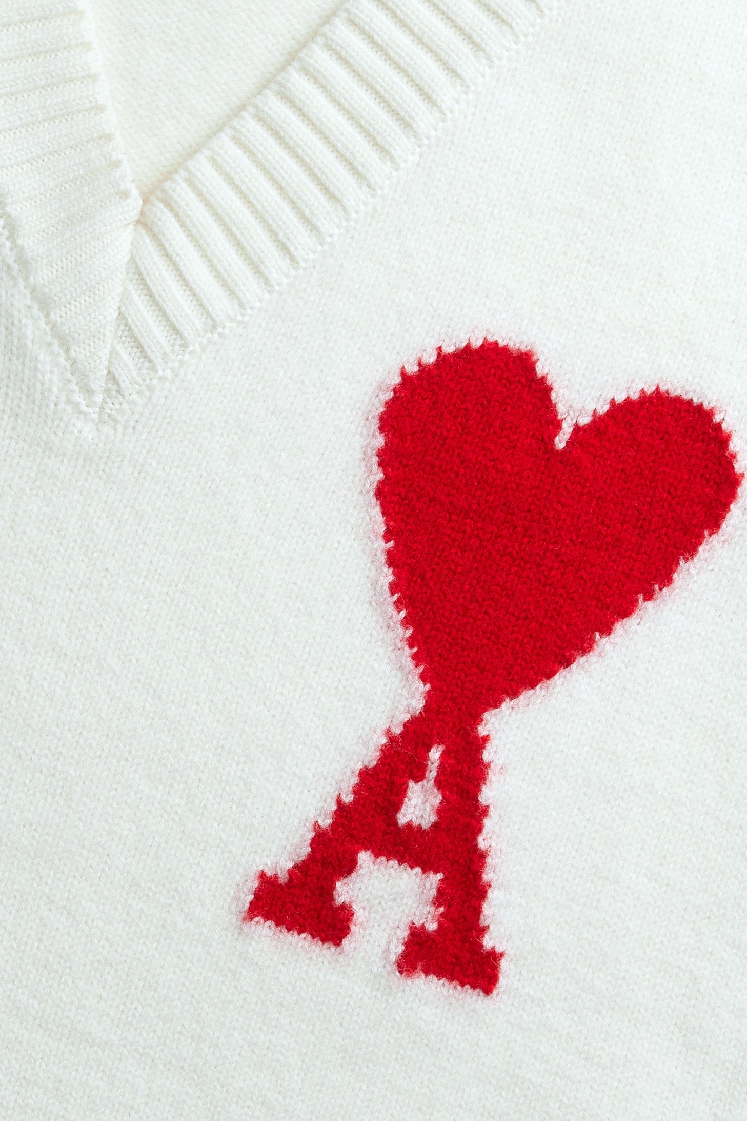 Iconic ADC Sleeveless V-Neck Wool Sweater - Off White & Red