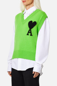 Iconic ADC sleeveless wool V-neck jumper - Neon Green & Black