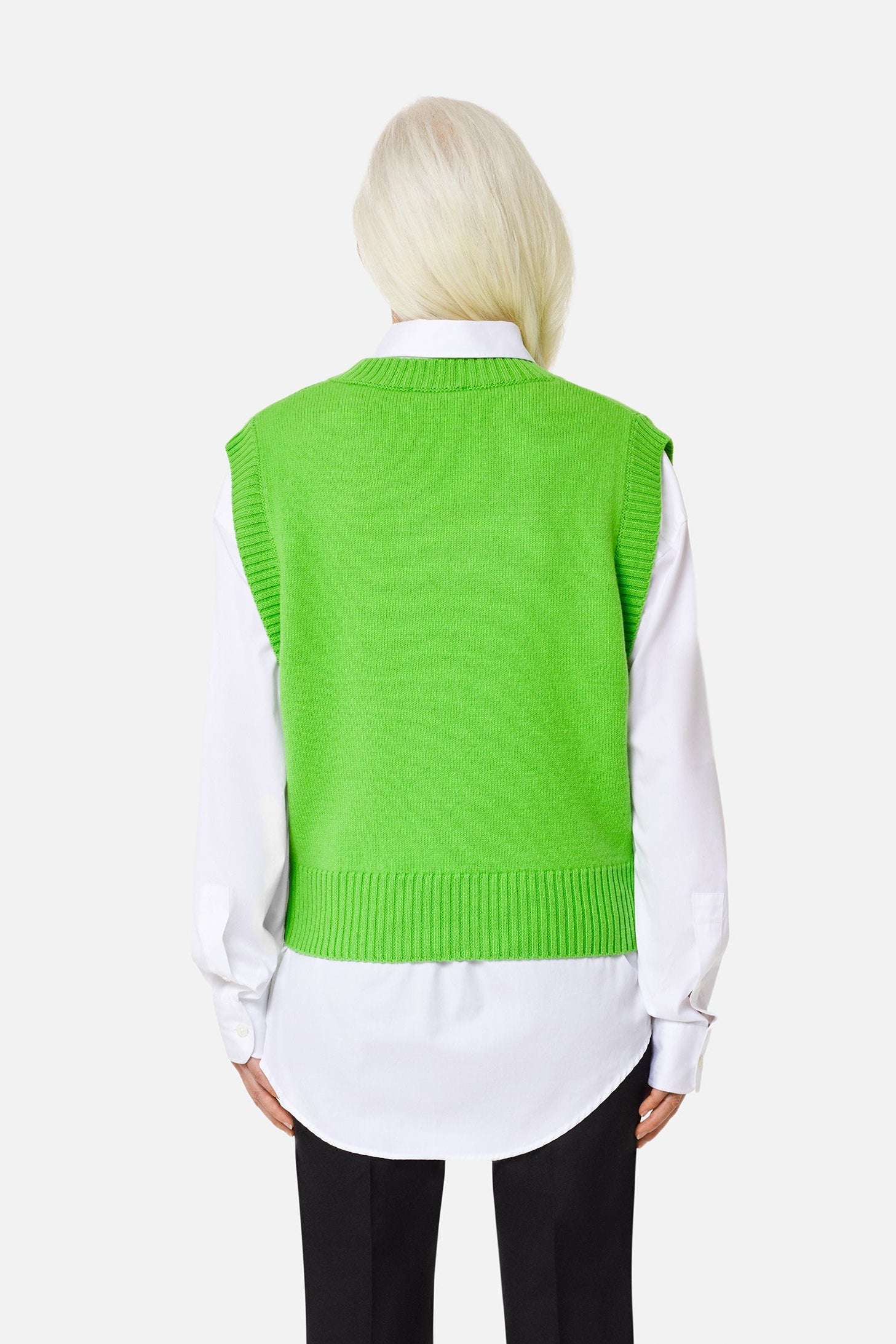 Iconic ADC sleeveless wool V-neck jumper - Neon Green & Black