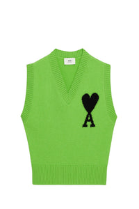 Iconic ADC sleeveless wool V-neck jumper - Neon Green & Black