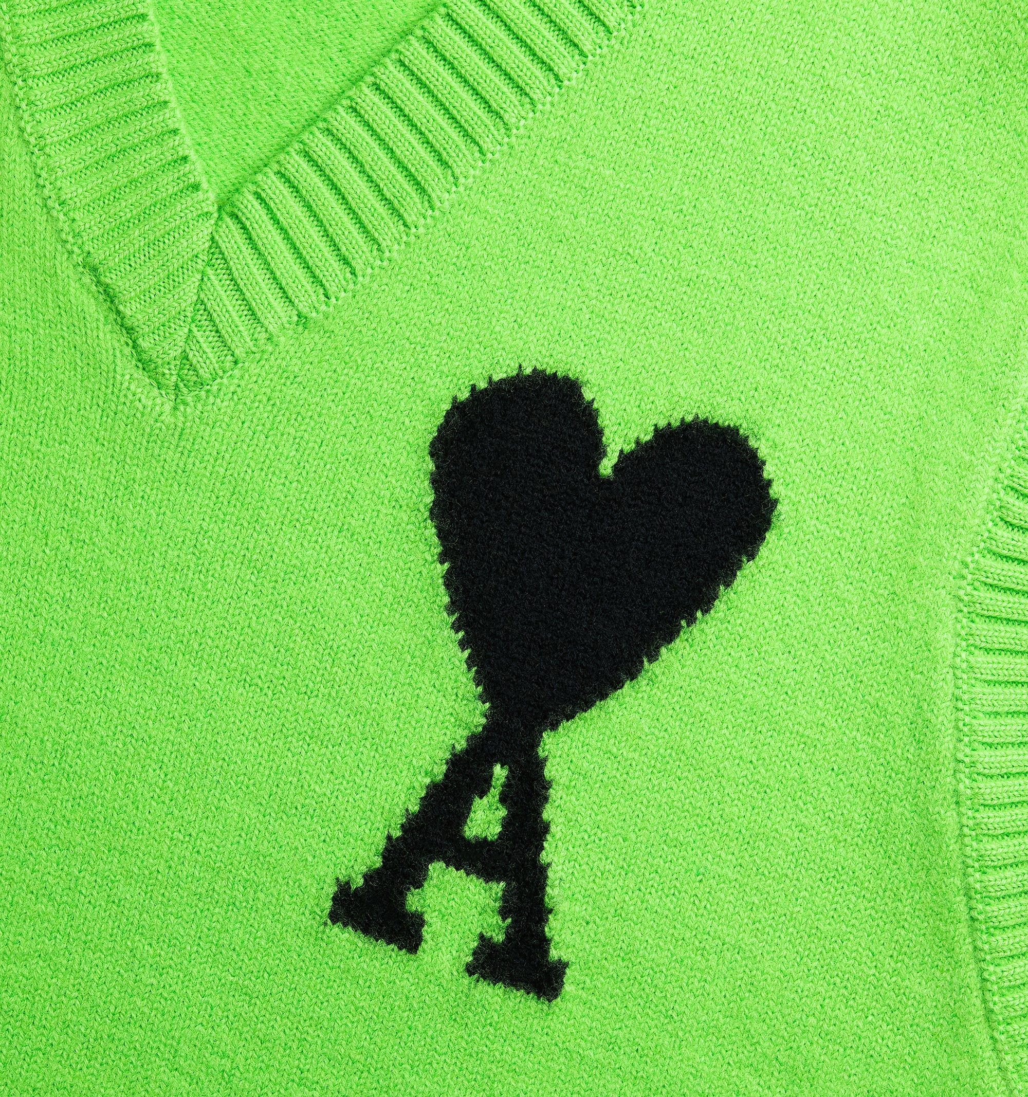 Pull Iconique ADC sans manches à col V en laine - Neon Green & Black