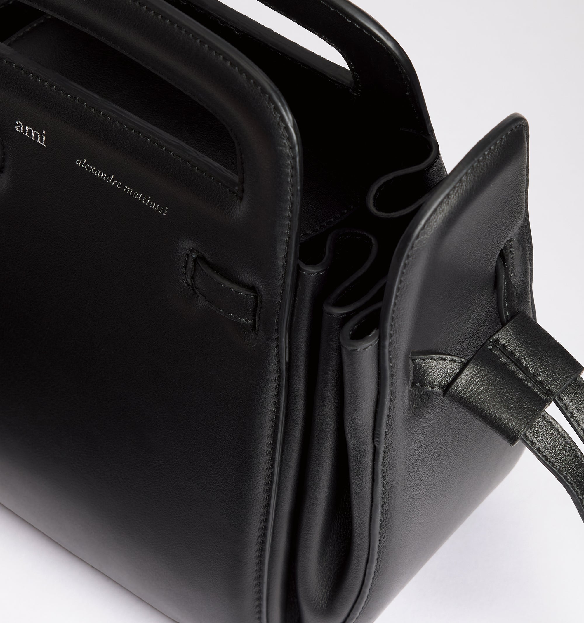 Sac à bandoulière Accordéon en cuir - Black