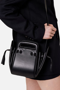 Sac à bandoulière Accordéon en cuir - Black