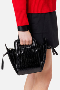 Sac à bandoulière Accordéon en cuir - Black