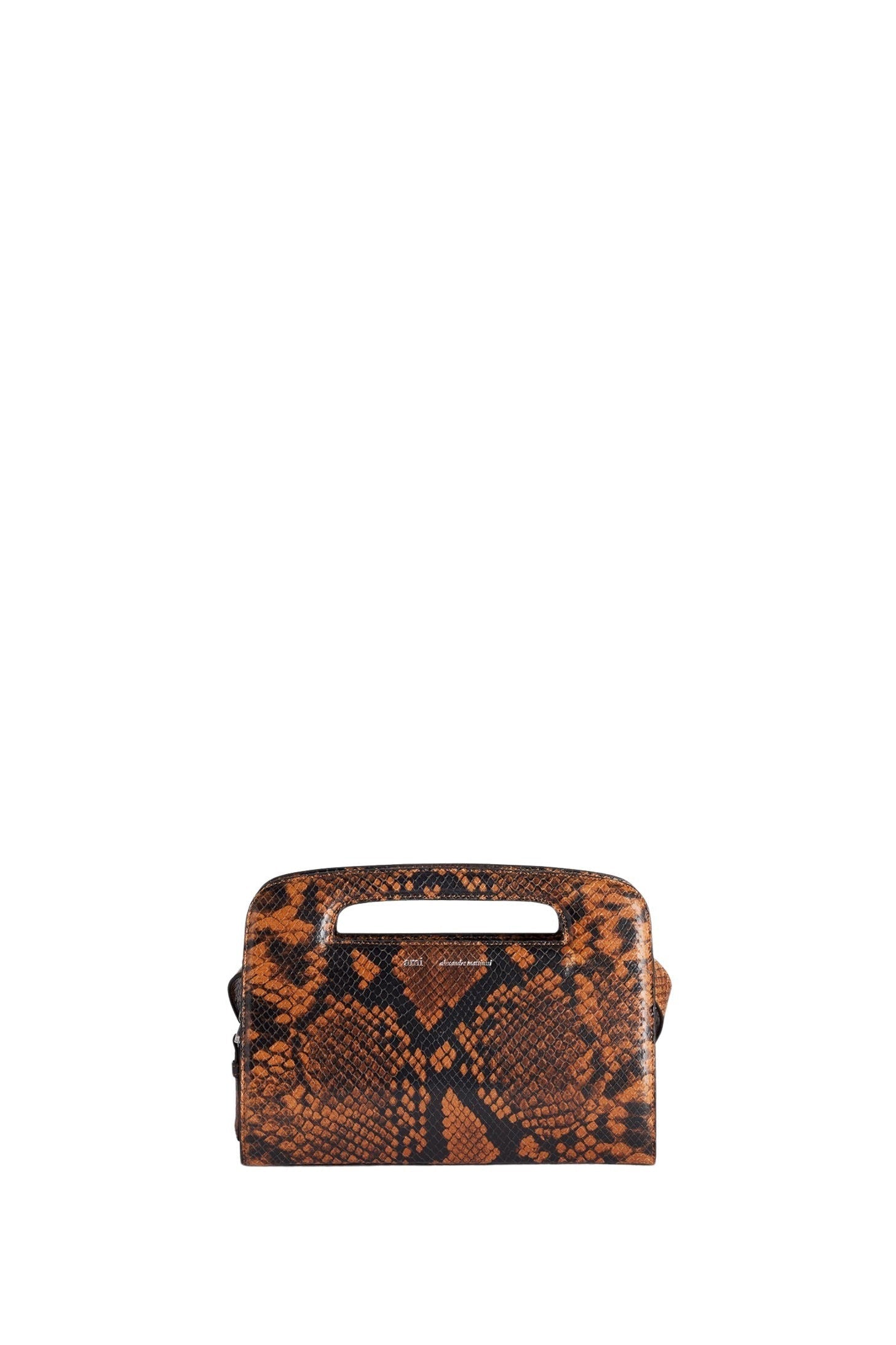 Sac clutch à bandoulière en cuir - Cognac