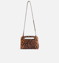 Sac clutch à bandoulière en cuir - Cognac