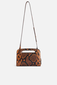 Sac clutch à bandoulière en cuir - Cognac