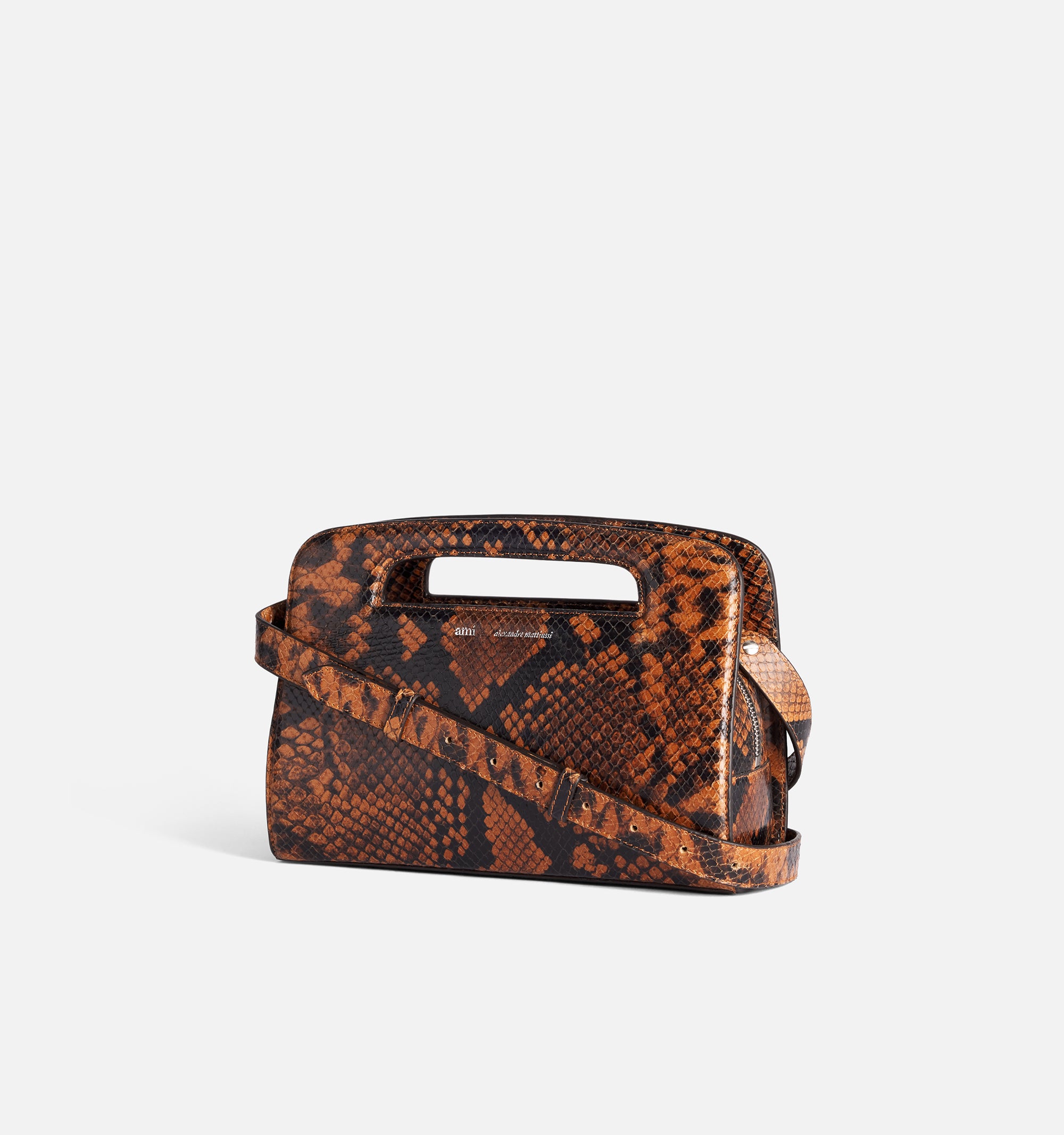 Sac clutch à bandoulière en cuir - Cognac