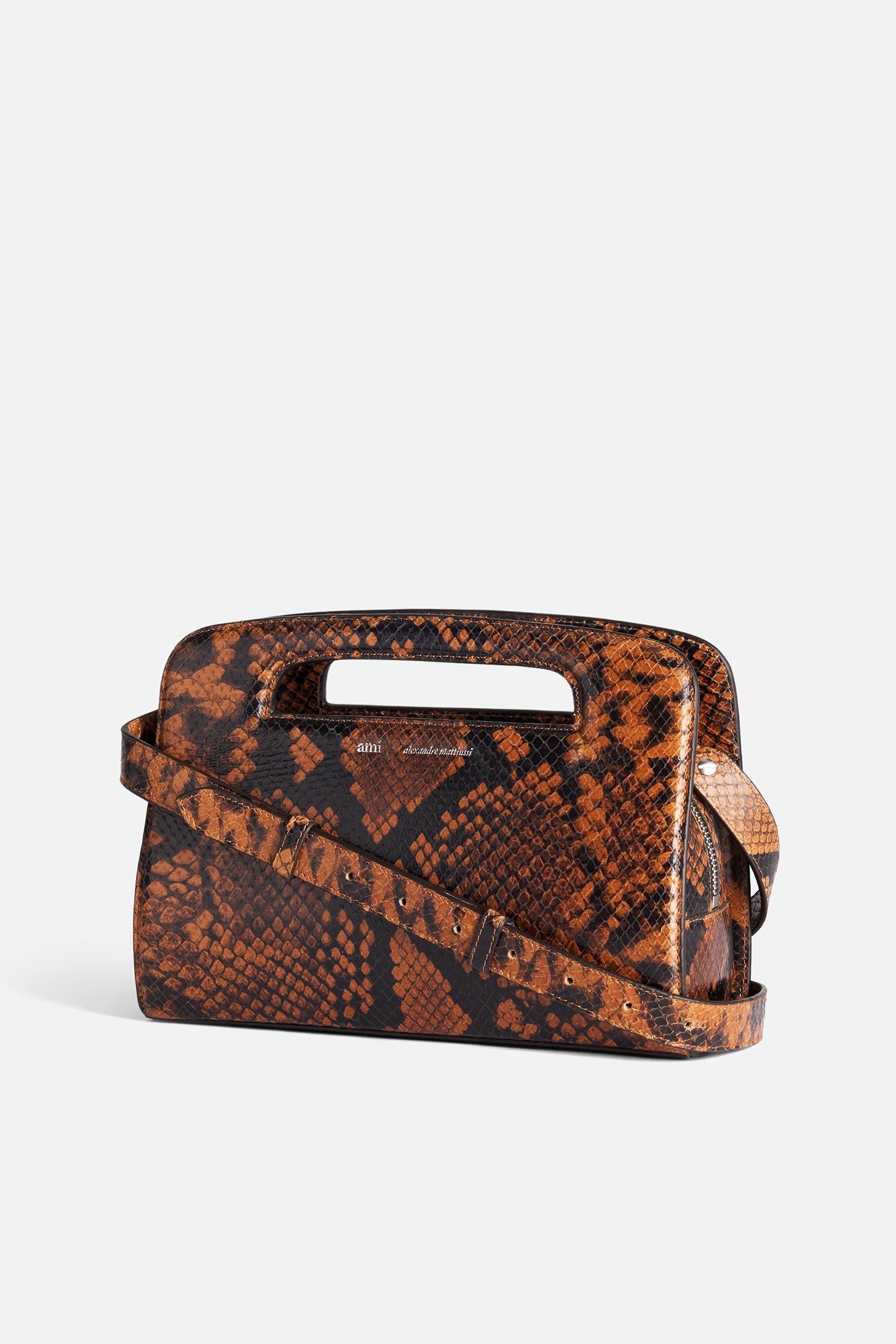 Sac clutch à bandoulière en cuir - Cognac